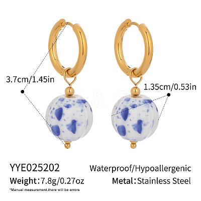 Stainless Steel Ceramic Hoop Earrings AZ9482-4-1