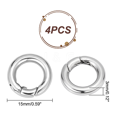 4Pcs Smooth 304 Stainless Steel Spring Gate Rings STAS-UN0041-72-1