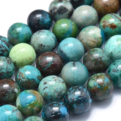 Natural Chrysocolla and Lapis Lazuli Beads Strands G-M353-A03-9mm-1