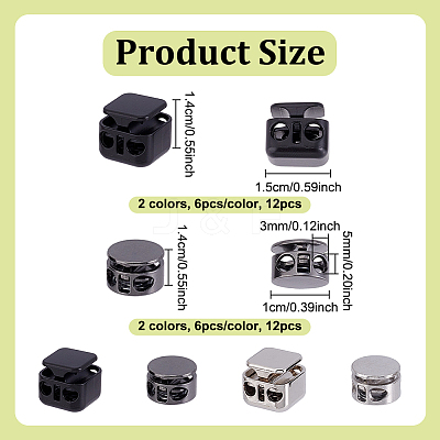 24Pcs 4 Styles Alloy Spring Cord Locks FIND-NB0006-33-1