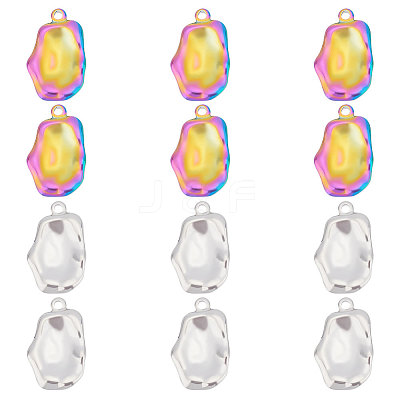12Pcs 2 Colors 304 Stainless Steel Pendants STAS-UN0039-62-1
