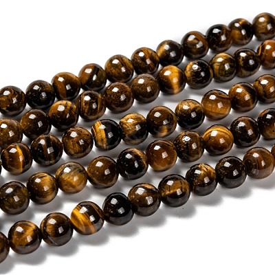 Grade AB Natural Tiger Eye Round Beads Strands X-G-E334-8mm-17-1