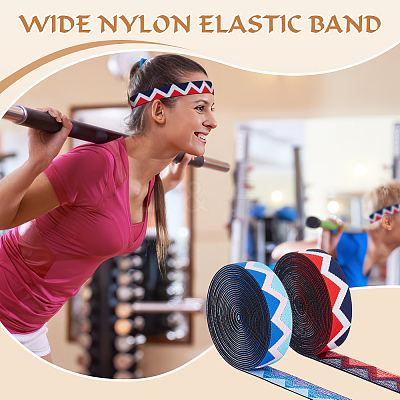 10 Yards 2 Colors Flat Nylon Elastic Band with Wave Pattern EC-FG0001-04-1