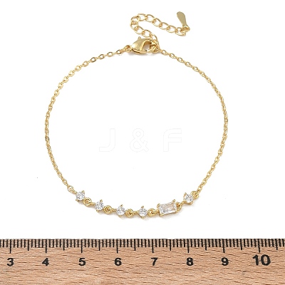 Brass Micro Pave Clear Cubic Zirconia Link Bracelets BJEW-E114-01C-G-1