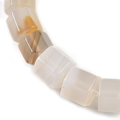 Natural White Agate Hexagon Prism Graduated Beaded Necklaces for Women Men NJEW-K388-03S-1
