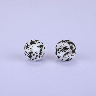 Printed Round Silicone Focal Beads SI-JX0056A-182-1