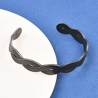 316 Surgical Stainless Steel Braided Wave Cuff Bangles BJEW-C125-02AS-1