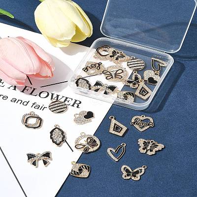 24Pcs 12 Styles Alloy Enamel Pendants ALRI-FS0001-04-1