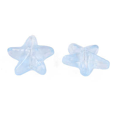 Transparent Spray Painted Glass Beads X-GLAA-N035-027-C02-1