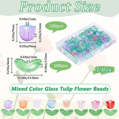 200Pcs 2 Styles Spray Painted Transparent Glass Beads GLAA-SP0001-08-1