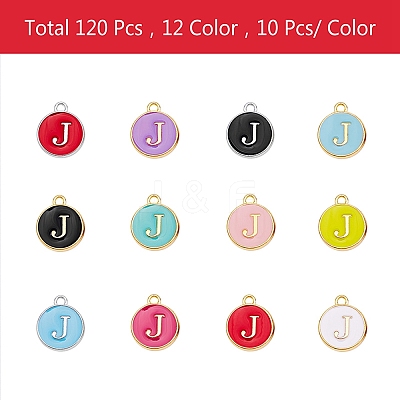 120Pcs 12 Colors Golden Plated Alloy Charms ENAM-SZ0001-64J-1