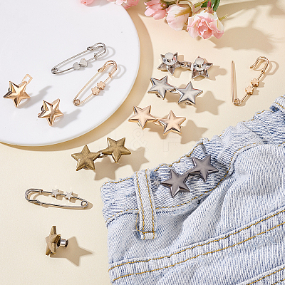 24Pcs 5 Styles Alloy Safety Pin Brooches Button Pins JEWB-HY0001-37-1