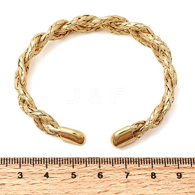 Brass Braided Rope Cuff Bangles for Women KK-CBACA61-01G-1