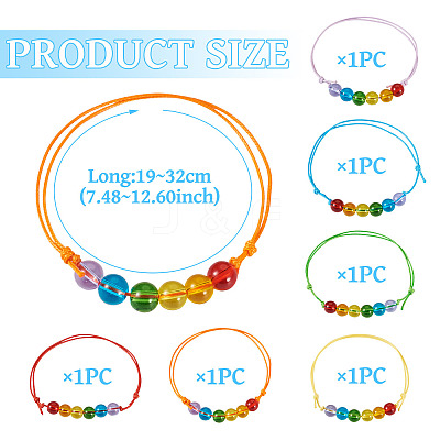 6Pcs Glass Beads Bracelets BJEW-TAC0038-1