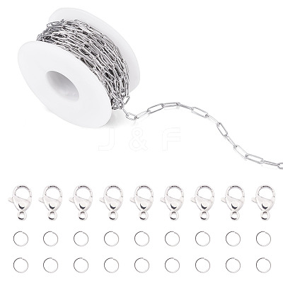 304 Stainless Steel Paperclip Chains Bracelet Necklace DIY Making Kit DIY-TA0009-67-1