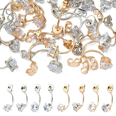 16Pcs 4 Styles Alloy Clear Cubic Zirconia Earring Nuts FIND-YW0012-06A-1