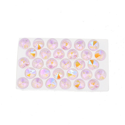 Pointed Back Electroplate Faceted Glass Pendants EGLA-N006-046-1