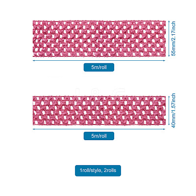2 Rolls 2 Sizes Polyester Elastic Ribbon EW-TA0001-02D-1