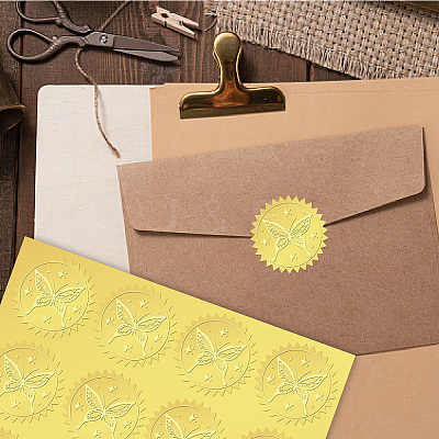 12 Sheets Self Adhesive Gold Foil Embossed Stickers DIY-WH0451-036-1