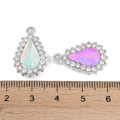 UV Plating Alloy with Mixed Color Glass Rhinestone Pendants FIND-M018-39P-1
