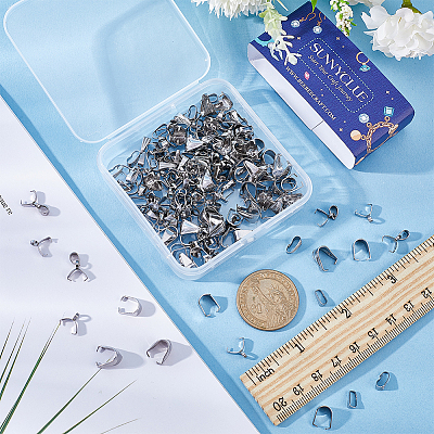 180Pcs 6 Styles 201 & 304 Stainless Steel Snap On Bails & Ice Pick Pinch Bails STAS-SC0005-61-1