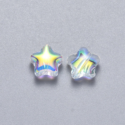 Transparent Spray Painted Glass Beads GLAA-R211-04-G05-1