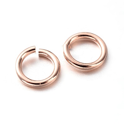 Eco-Friendly PVD Vacuum Plating & Long-Lasting Plated Brass Open Jump Rings X-KK-E663-10mm-RG-1