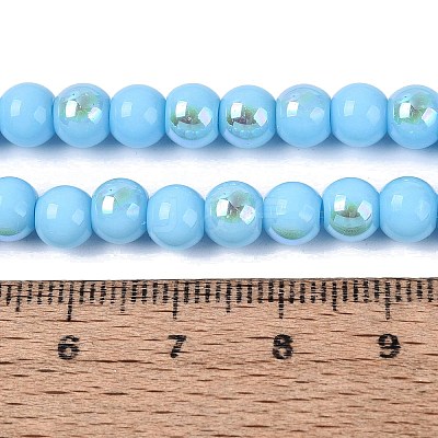 Electroplate Opaque Glass Beads Strands EGLA-Q132-6MM-01C-13-1