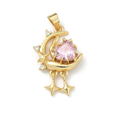 Brass Micro Pave Cubic Zirconia Pendants KK-H537-24A-G-1