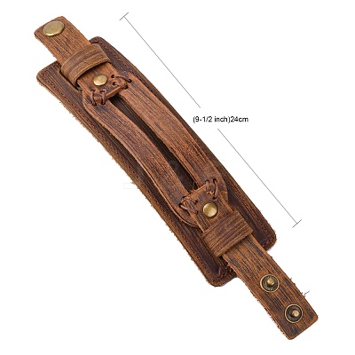 Leather Wrap Snap Bracelets BJEW-FF0007-027B-1