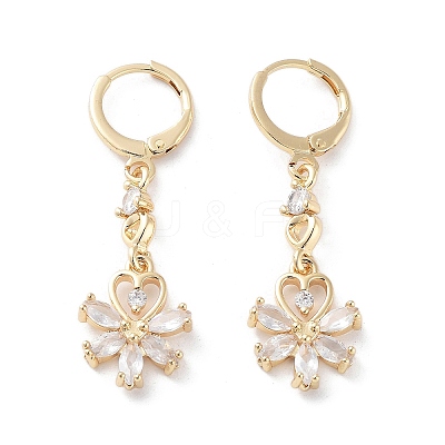 Rack Plating Golden Brass Dangle Leverback Earrings EJEW-A030-01K-G-1