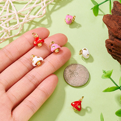 6Pcs 3 Colors Brass Enamel Charms KK-TA0002-64-1