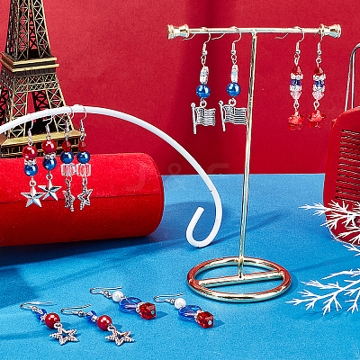 Independence Day Theme Drop Earring DIY Making Kit DIY-SC0018-27-1