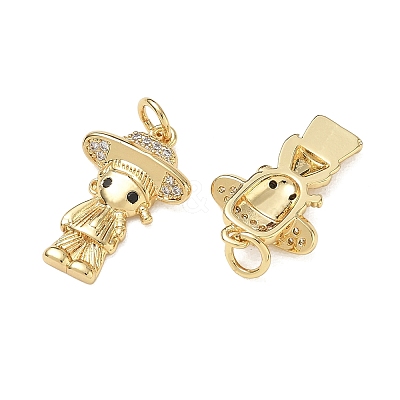 Brass Micro Pave Black Cubic Zirconia Pendants CU-CBA9AFC-01G-28-1
