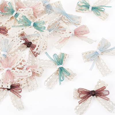 24Pcs 4 Styles Polyester Lace Bowknot Ornament Accessories DIY-TA0015-29-1