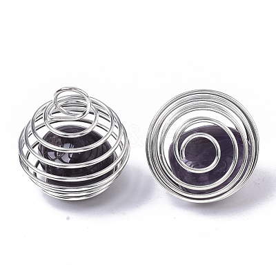 Iron Wrap-around Spiral Bead Cage Pendants IFIN-R239-04P-1