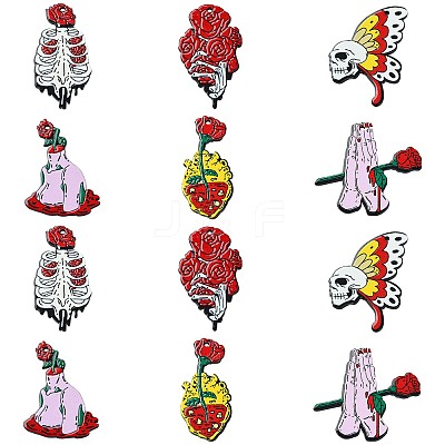 12Pcs 6 Styles Halloween Printed Acrylic Pendants SACR-CJ0001-70-1