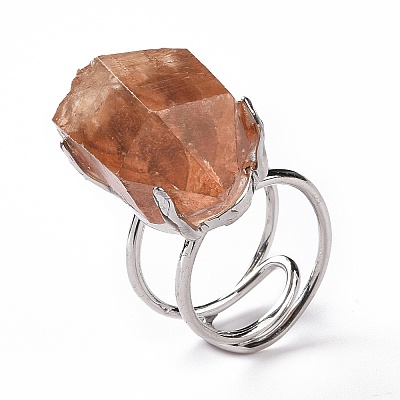 Natural Rose Quartz Nuggets Cuff Ring LS-RJEW-G271-01P-01-1