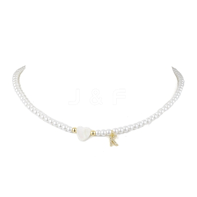 Brass Micro Pave Grade AAA Cubic Zirconia Letter Pendant Necklaces NJEW-JN04771-11-1