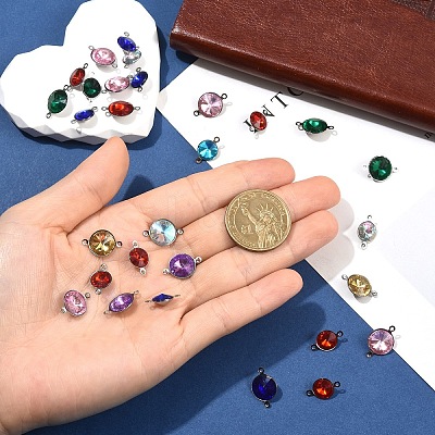 30Pcs 2 Styles Glass Cone Connector Charms STAS-YW0011-23-1