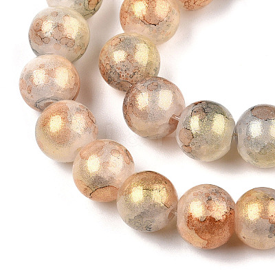 Baking Paint Crackle Glass Bead Strands DGLA-R053-05N-1
