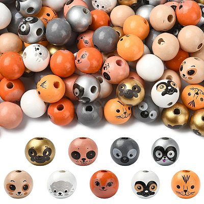 90Pcs 9 Styles Schima Wood European Beads WOOD-CJ0002-77-1