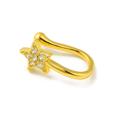 Clear Cubic Zirconia Star Clip on Nose Ring AJEW-F059-16G-1