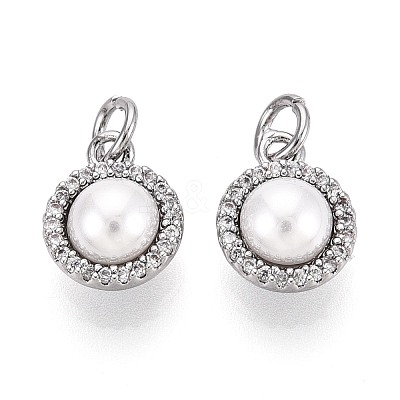 Brass Micro Pave Clear Cubic Zirconia Charms KK-N287-26P-1