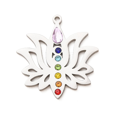 Chakra 304 Stainless Steel Rhinestone Pendants RB-CBA27F2-01P-1