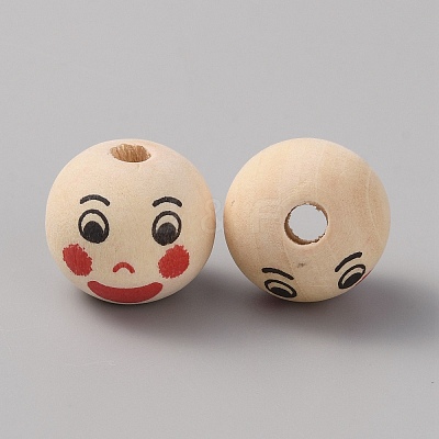 Spray Printed Wooden European Beads WOOD-WH0025-83D-1
