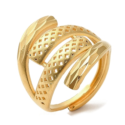 Light Gold Brass Adjustable Rings for Women LS-RJEW-A022-01A-1