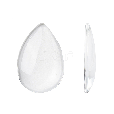 Transparent Teardrop Glass Cabochons X-GGLA-R024-30x20-1