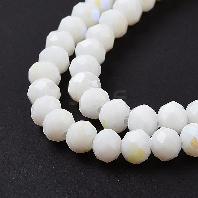 Electroplate Opaque Solid Color Glass Beads Strands EGLA-A044-P8mm-L01-1