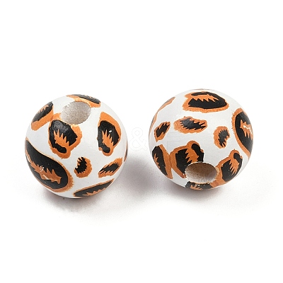 Painted Wood European Beads WOOD-F017-04A-1